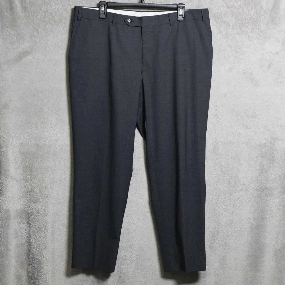 Canali Dress Pants Mens 37x27 Gray Wool Pleated Dress Trousers Slacks Preppy